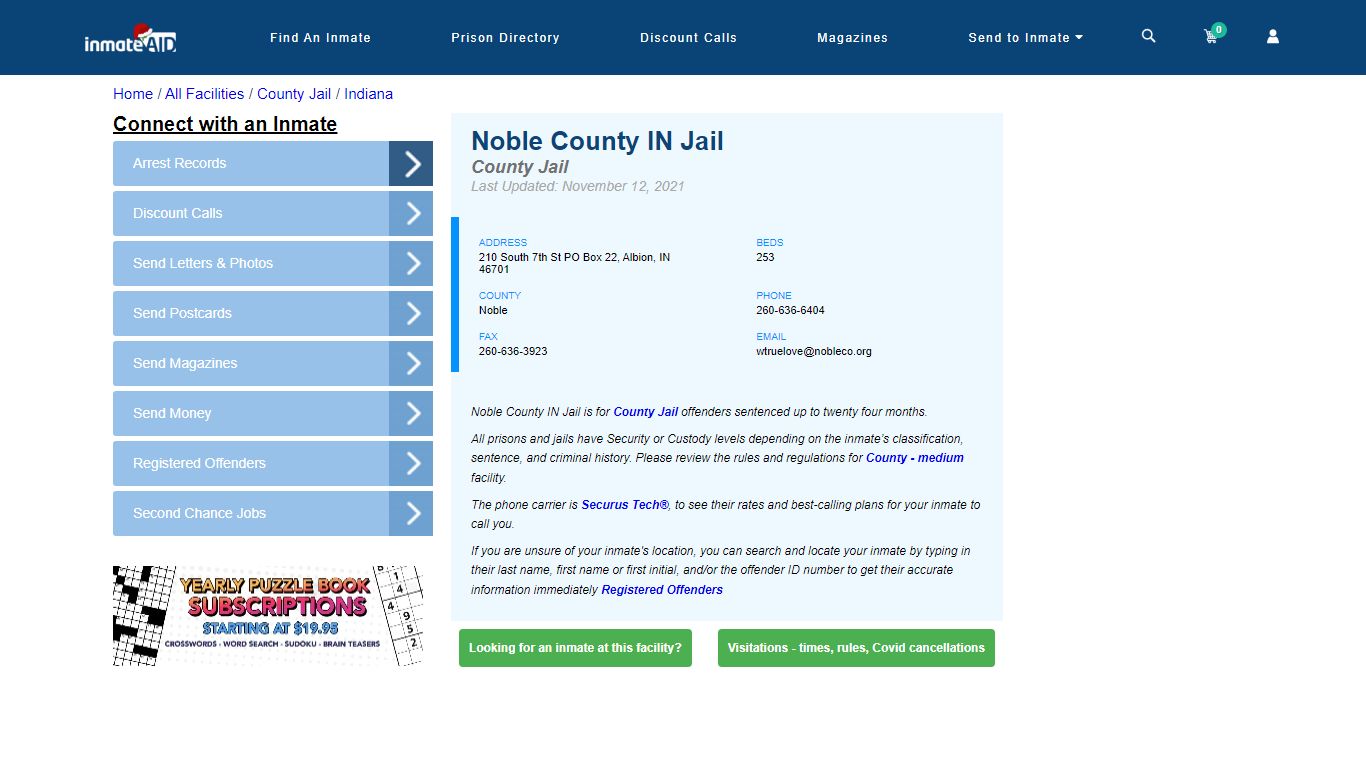 Noble County IN Jail - Inmate Locator - Albion, IN